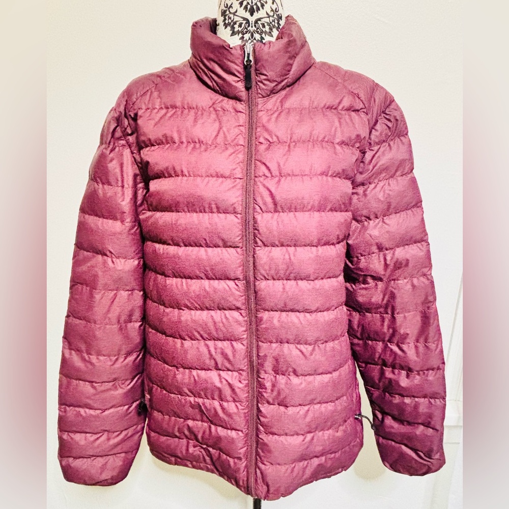 Heat Keep Mens Down Packable Puffer Jacket Coat - Burgundy - Large